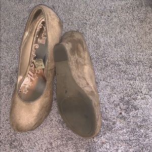 Nude suede wedges